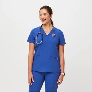 FIGS Casma Three-Pocket Scrub top short sleeve blue size XL